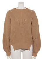 ハイゲージ畔ニット/ベージュ