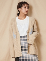 ハナガラシシュウダイヤガラニットカーデ/ベージュ