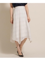 ハンカチヘムチェックスカート/グレー(210)