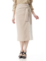 バイカラーウエストマークタイトスカート/ベージュ