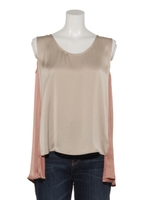 バイカラーサテンタンク/BE×OR