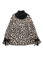 バイカラーレオパードニット/ブラック