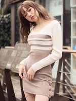 バックオープンリブワンピース/ミックス1