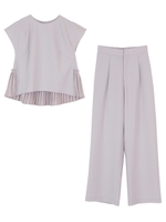 バックプリーツデザイントップスセットアップ/ライトグレー