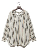 バックリボンストライプBL/ダークホワイト