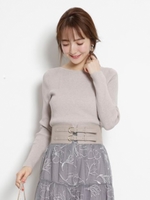 バックリボンリブニット/ライトベージュ