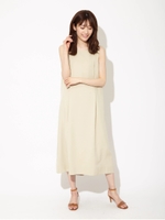 バックレースアップAラインロングワンピース/ベージュ
