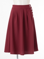 パールボタンタックスカート/ボルドー