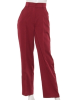 ピンタックセミワイドパンツ/ボルドー