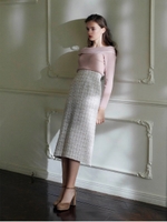 ファンシーツイードタイトスカート/ラベンダー