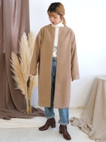 フェイクウールコクーンコート/ライトモカ