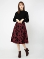フラワーフロッキータックフレアスカート/ボルドー