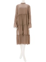 フリルネックティアードワンピース/モカ