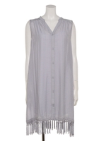 フリンジ付シャツワンピース/ブルー