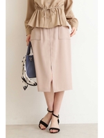 フロントファスナーカルゼスカート/ベージュ(040)