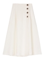 フロントボタンラップフレアスカート/ホワイト