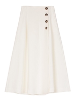 フロントボタンラップフレアスカート/ホワイト