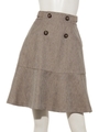 フロント釦裾切り替えスカート/ベージュ