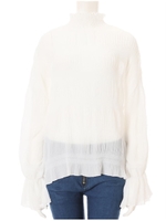 プリーツギャザーシフォンブラウス/ホワイト