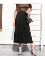 プリーツミディ丈スカート/ブラック(027)