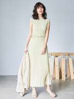 プリーツリブニットワンピース/MNT