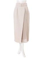 プリーツ切り替えスカート/ライトベージュ