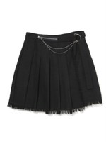 ヘムフリンジプリーツスカート/ブラック