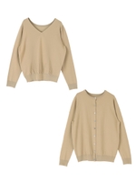 ベーシックニット×カーディガン/ベージュ