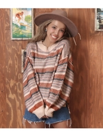 ボーダージャガードニットトッフ/オレンジ(011)