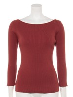 ボートネックニット/レンガ