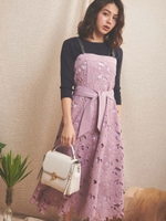ボタニカル刺繍レースＯＰ/ラベンダー
