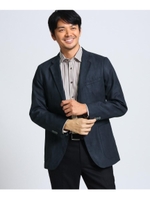 ポリエステルスウェード 千鳥プリント ジャケット/ネイビー(093)