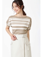 マルチボーダーニット/ベージュ(040)