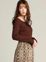 マルチリブニット/ブラウン