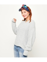 メランジ Vネック ニット/柄GRY5