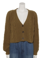 モールヤーンケーブルカーディガン/グリーン