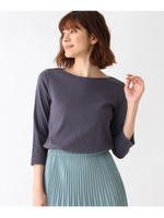 ライクラ×スーピマ7分袖プルオーバー/ロイヤルパープル(082)