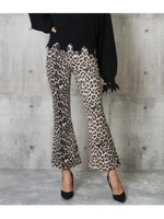 レオパ柄ピーチスキンベルボトム/ベージュ(005)