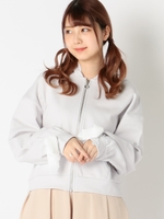 ロマンティックリボンスリーブジップパーカー/ライトブルー