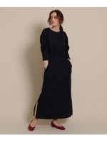 ロングカフススリットワンピース/ネイビー(093)