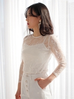 ロングスリーブレースTOPS/オフホワイト