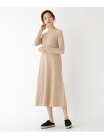 ワイドリブフレアニットワンピース/ベージュ(052)