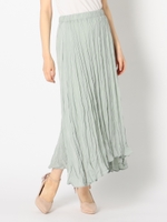 ワッシャー加工ミディースカート/ライトグリーン