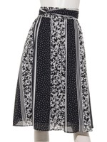 花柄クレイジーパターンフレアスカート/ネイビー