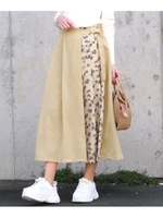 花柄切替パネルスカート/ライトベージュ