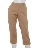 裾ボタンカプリパンツ/ベージュ