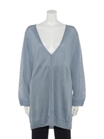 接触冷感Vネックロングカーディガン/スモークブルー