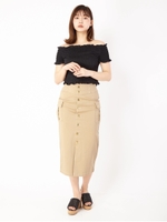 前釦スカート/ベージュ