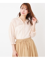袖フリルスキッパーシャツ/ライトベージュ(051)