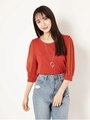 袖プリーツネックレスTOPS/レッド